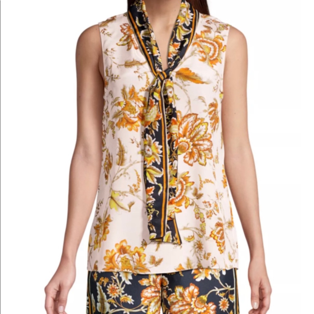 NWOT Kobi Halperin Alix Tie-Neck Blouse sz XL 100% silk